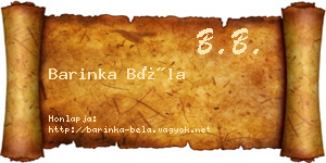 Barinka Béla névjegykártya