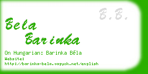 bela barinka business card